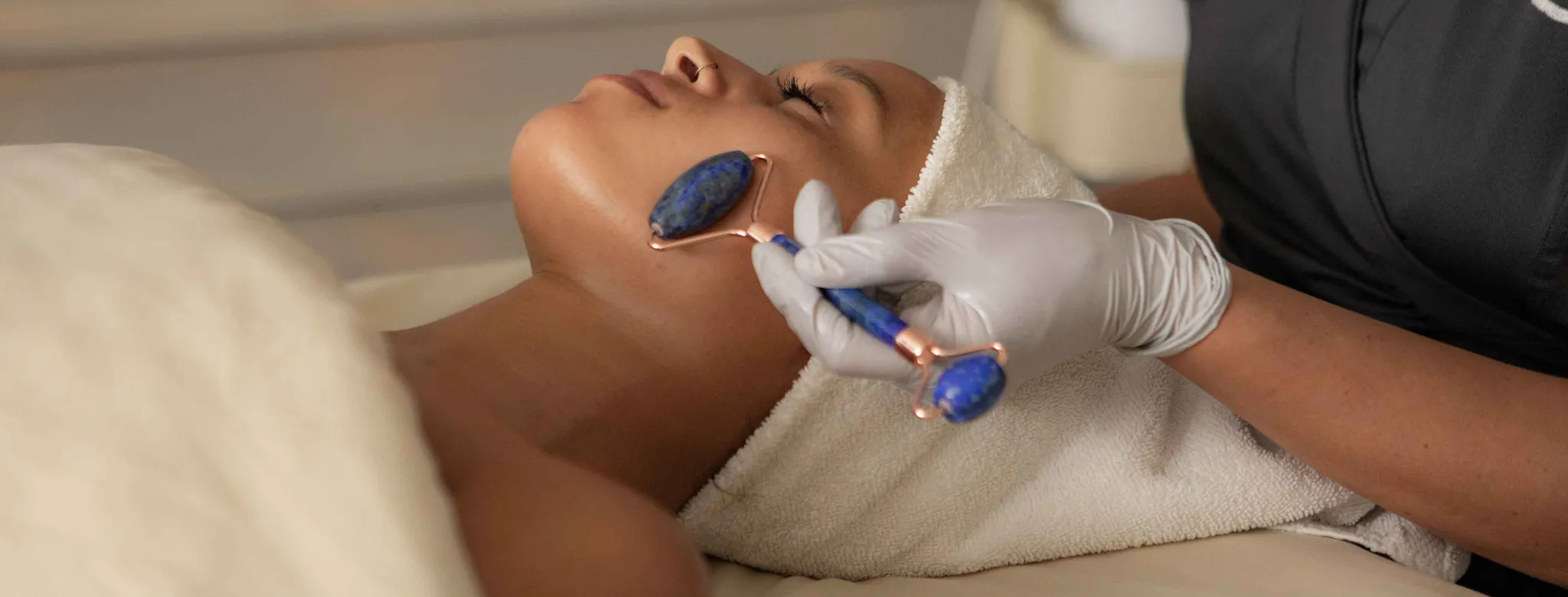 A woman receiving a spa treatment